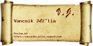 Vancsik Júlia névjegykártya